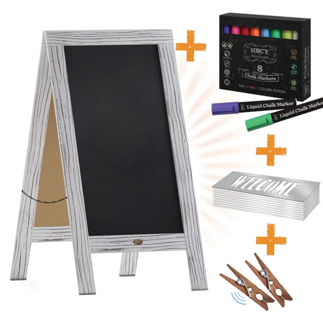 Flash Furniture HGWA-GD1I-CRE8-842315-GG Magnetic Sign Set, 40" x 20" Black Board, Wood Frame - Set
