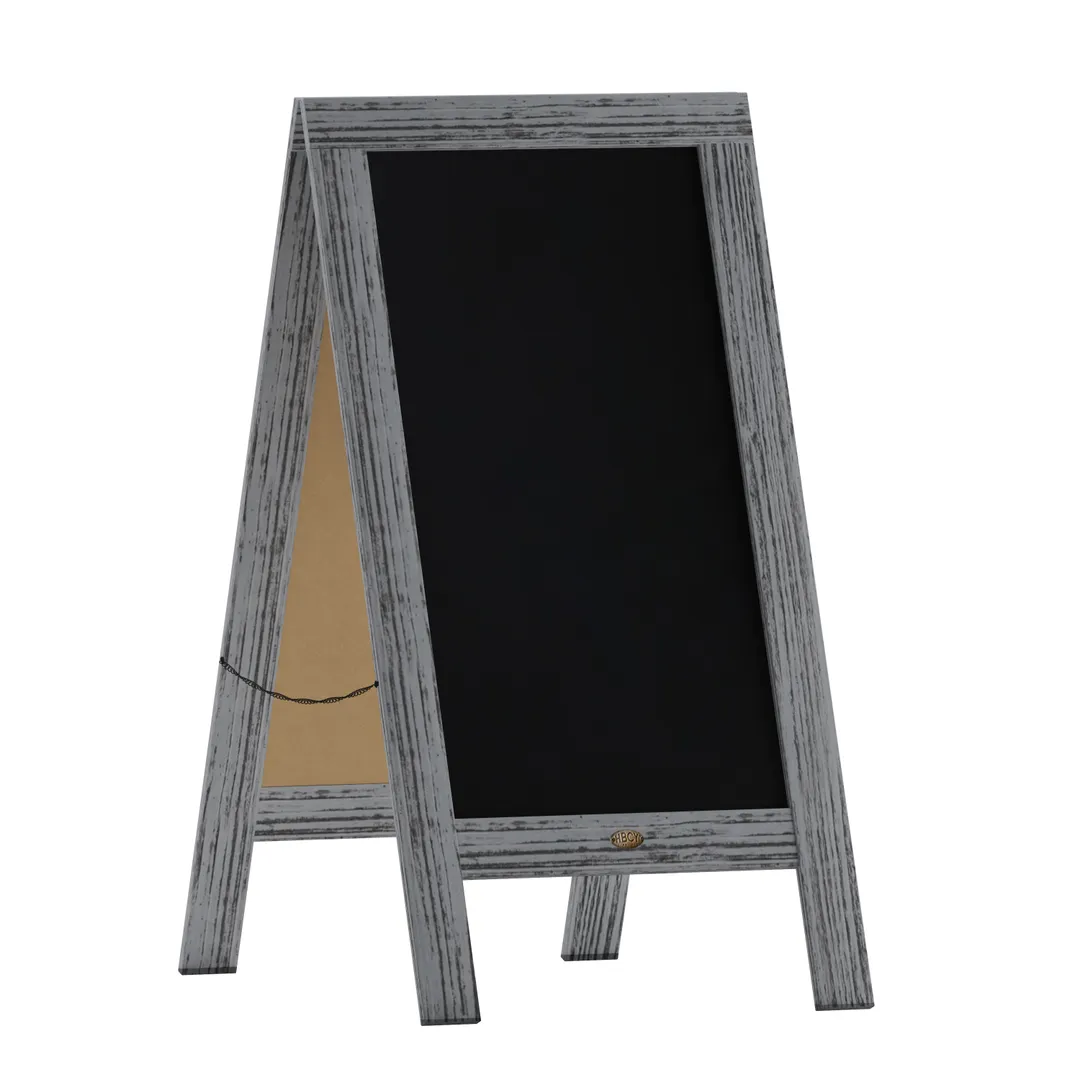 Flash Furniture HGWA-GDI-CRE8-132315-GG Magnetic Chalkboard Sign 40" x 20" Black Wood Frame Graywash
