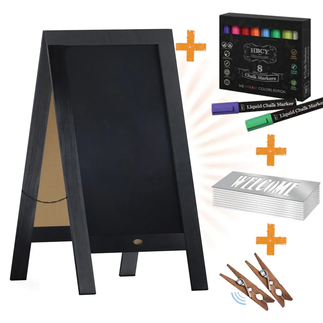 Flash Furniture HGWA-GDIS-CRE8-052315-GG Magnetic Sign Set, 40" x 20" Wood Black - Set