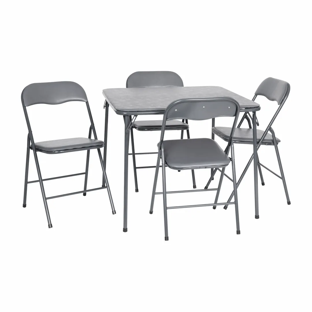 Flash Furniture JB-1-GY-GG Madison Folding Card Table & Chair Set, 33x33, Gray, 130 lb Table Capacity, 300 lb Chair Capacity