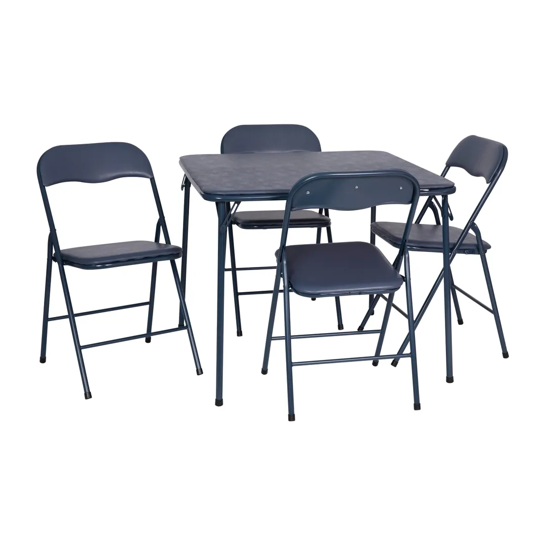 Flash Furniture JB-1-NV-GG Table & Chair Set, 33-1/2" Table, 4 Navy Chairs, 130 lb, 300 lb Chairs, Vinyl Legs