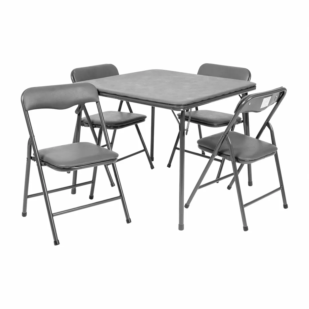 Flash Furniture JB-9-KID-GY-GG Mindy Kid's 24x24 20H Gray Folding Table & 4 Chair Set, 70 lb Table Capacity