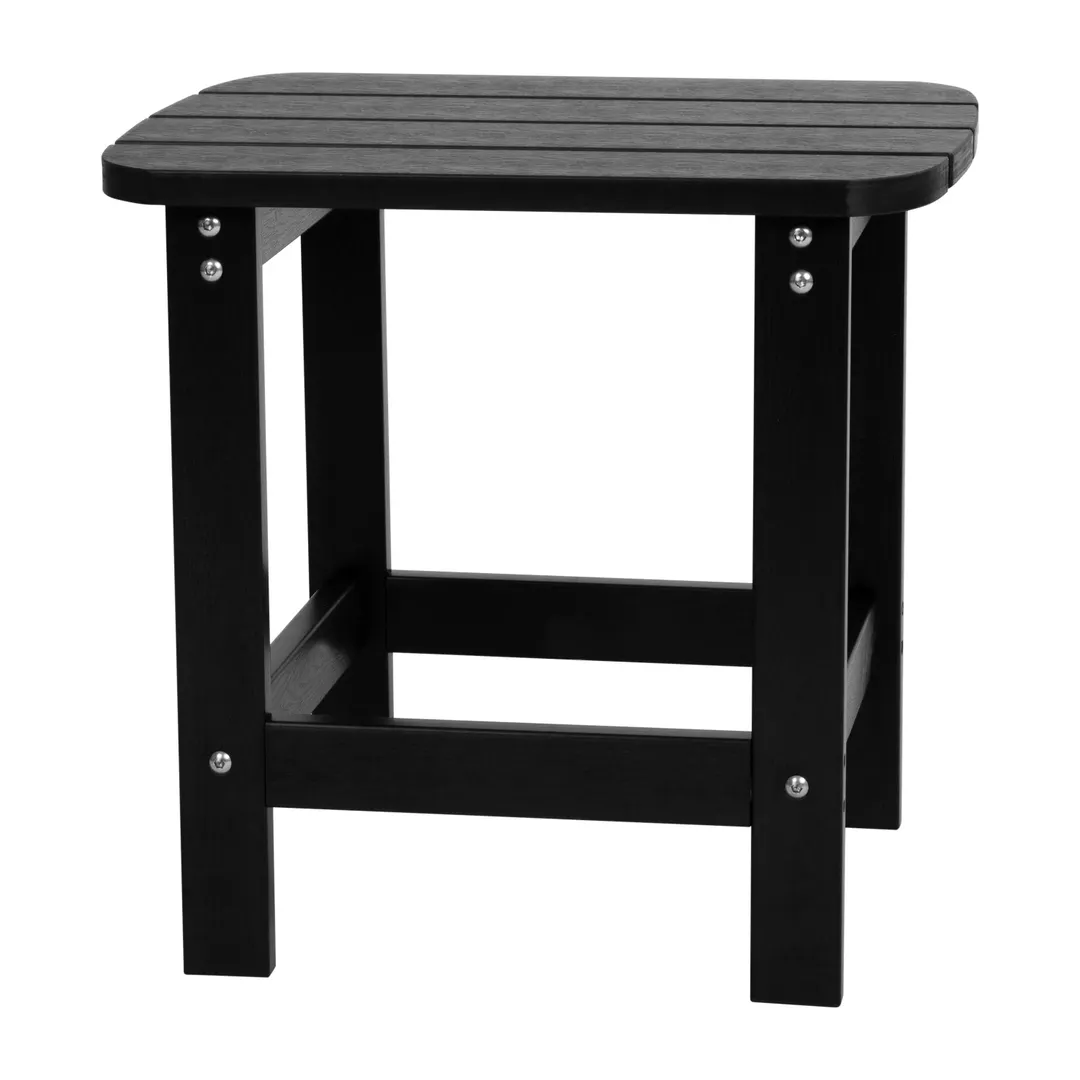 Flash Furniture JJ-T14001-BLK-GG Adirondack Side Table, Black Resin Wood, Lattice Top, Base, 18" H x 16"-23" W