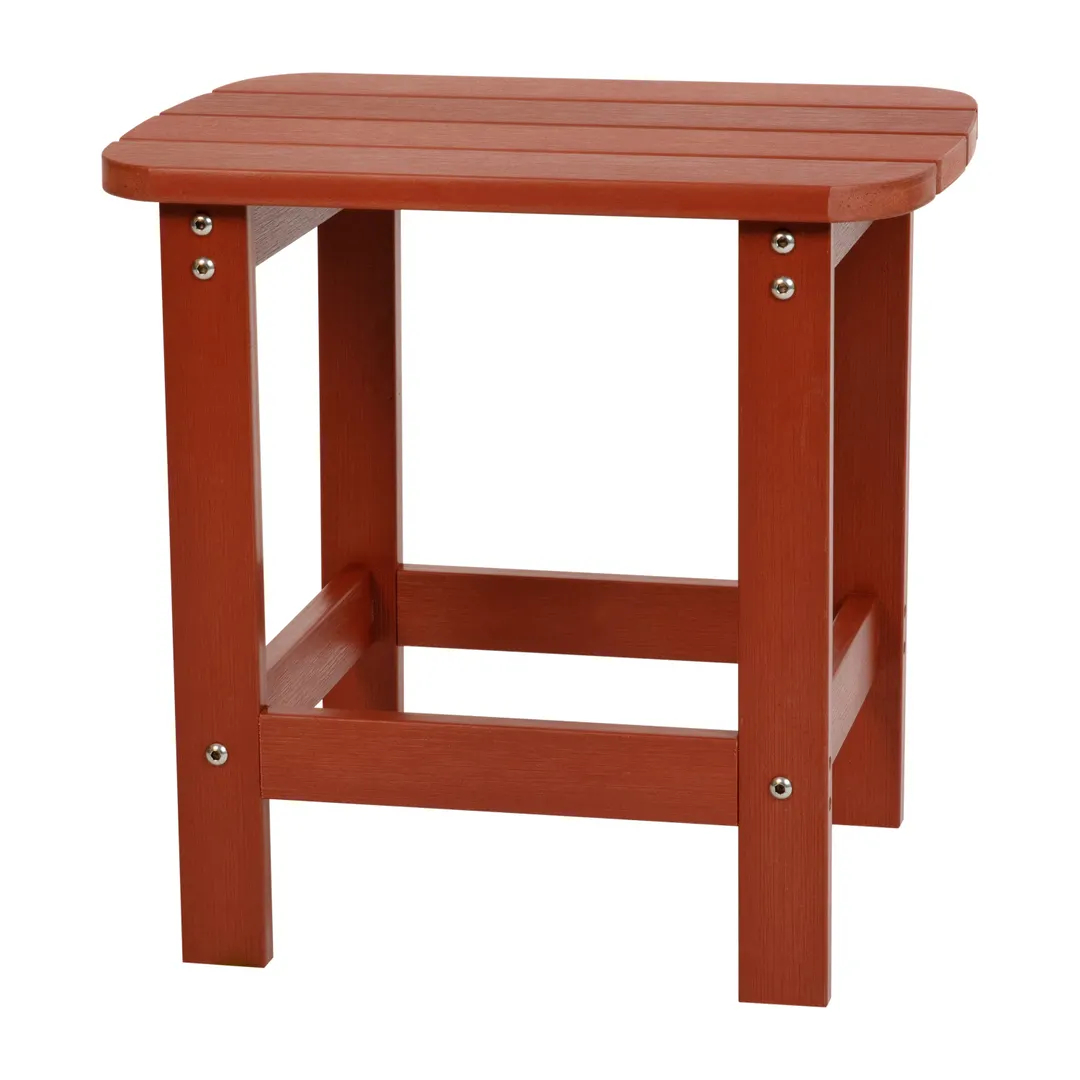 Flash Furniture JJ-T14001-RED-GG Adirondack Side Table, 18" H x 16"-23" W, Resin Lattice Top, Resin Wood, Red