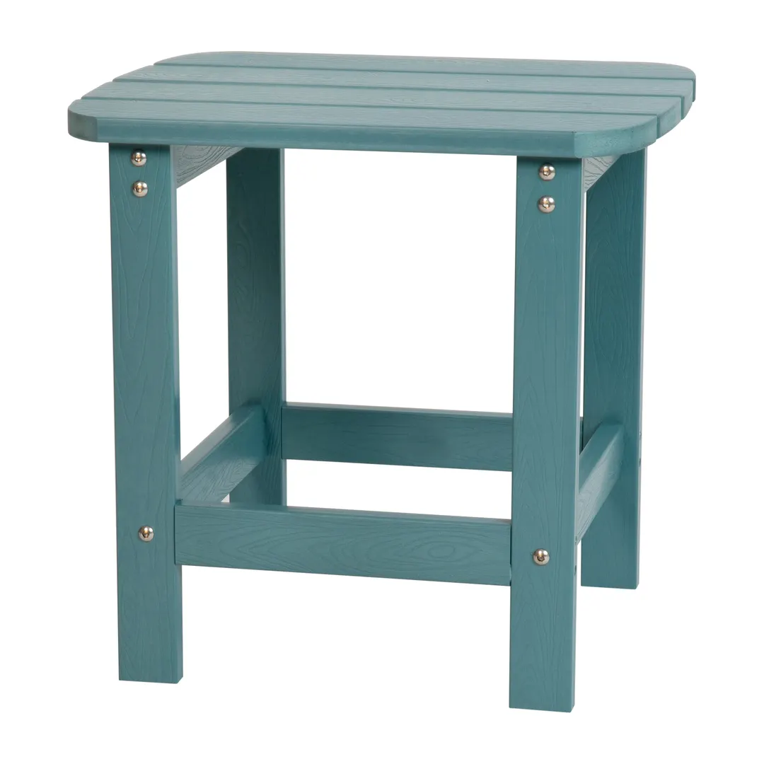 Flash Furniture JJ-T14001-TL-GG Adirondack Table, 18" H x 16-23" W, Teal Resin Wood, Lattice Top, Resin Base