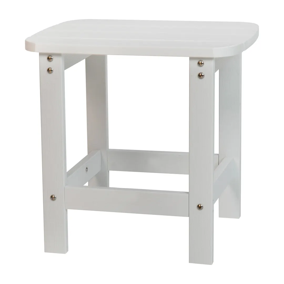 Flash Furniture JJ-T14001-WH-GG Adirondack Side Table, 18" H x 16"-23" W, White Resin Lattice Top, Patio