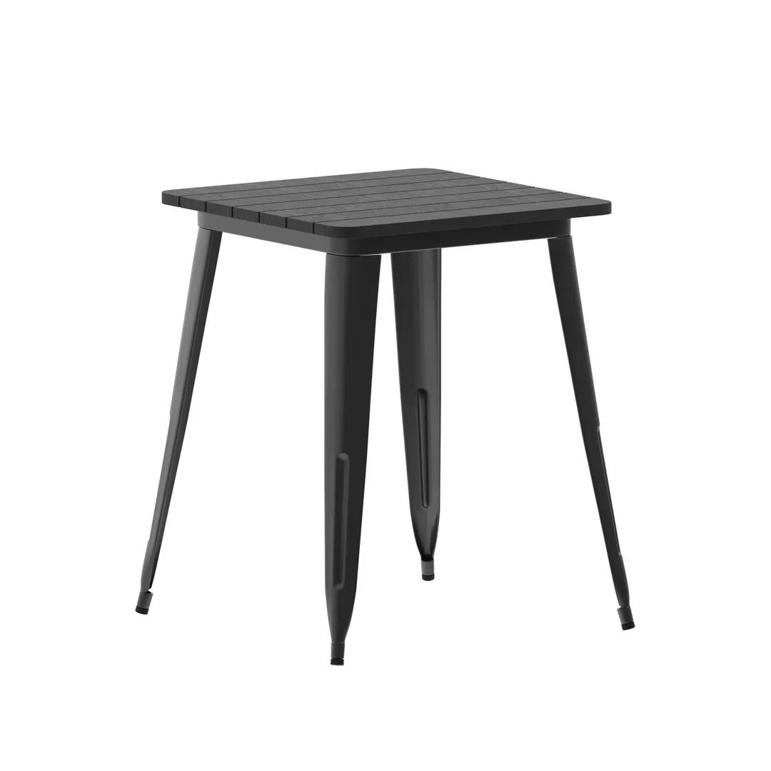 Flash Furniture JJ-T14619-60-BKBK-GG Declan Table, 23.5" W x 23.5" D x 30" H, 200 lbs, Black Resin, Frame