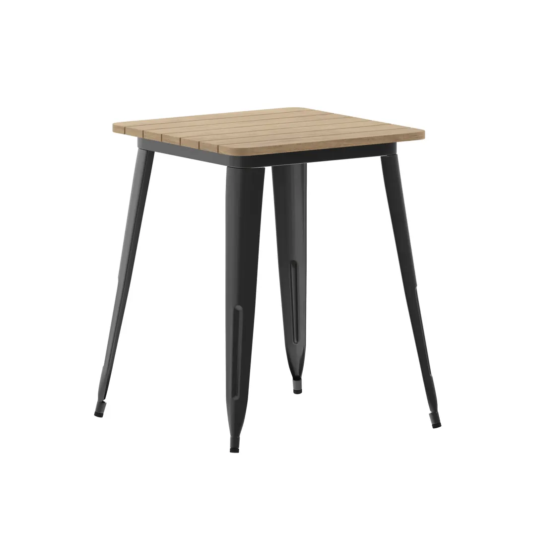 Flash Furniture JJ-T14619-60-BRBK-GG - 23.5" W x 23.5" D x 30" H Table, 200 lbs, Resin Top, Frame, Brown/Black