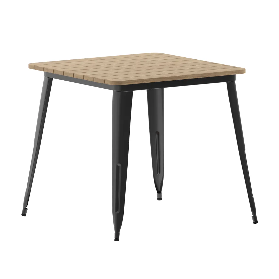 Flash Furniture JJ-T14619-80-BRBK-GG Table, 31.5" W x 31.5" D x 30" H, 300 lbs, Brown/Black Top, Frame, Glides