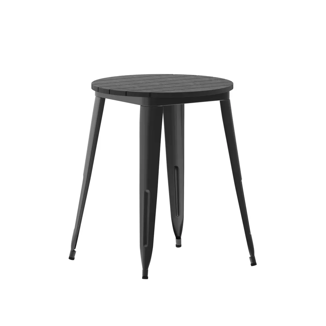 Flash Furniture JJ-T14623-60-BKBK-GG 23-3/4" Dia x 30" H Table, Black Steel Frame, Resin Top, 200 lbs, Glides