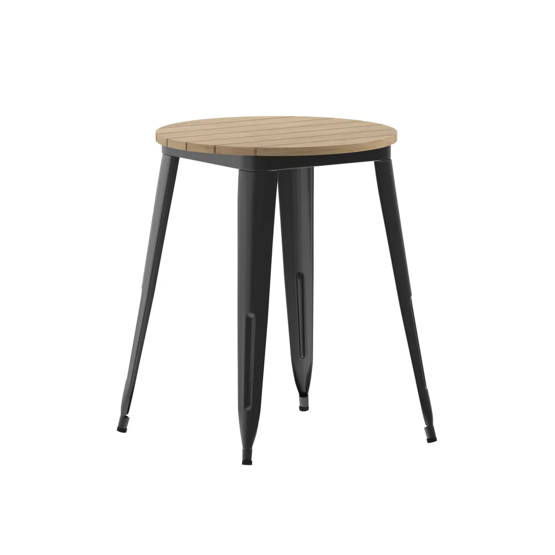 Flash Furniture JJ-T14623-60-BRBK-GG Table 23-3/4" Dia x 30" H 200 lbs Resin Top Steel Frame Brown/Black