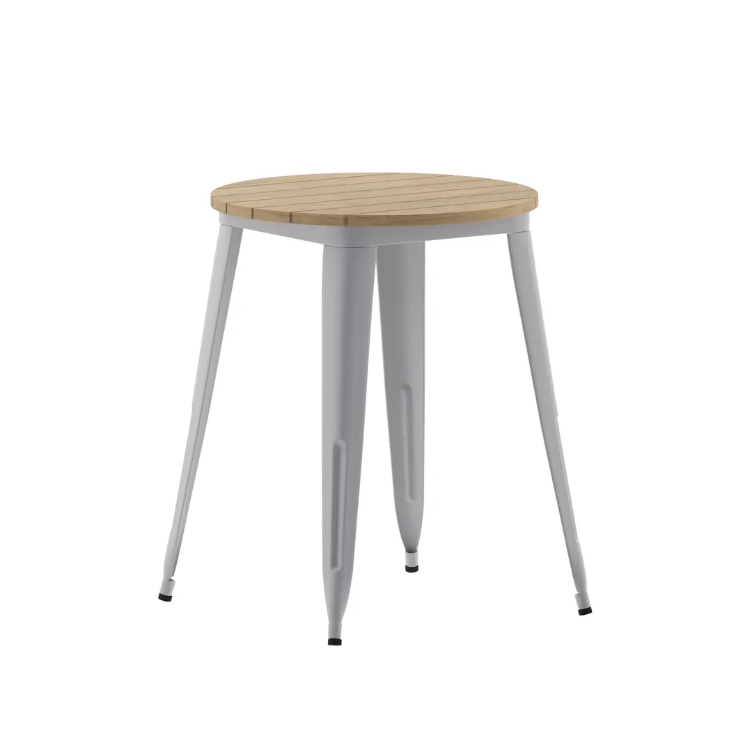 Flash Furniture JJ-T14623-60-BRSL-GG 23-3/4" Dia x 30" H Table, Brown Silver, 200 lbs, Resin Top, Steel Frame