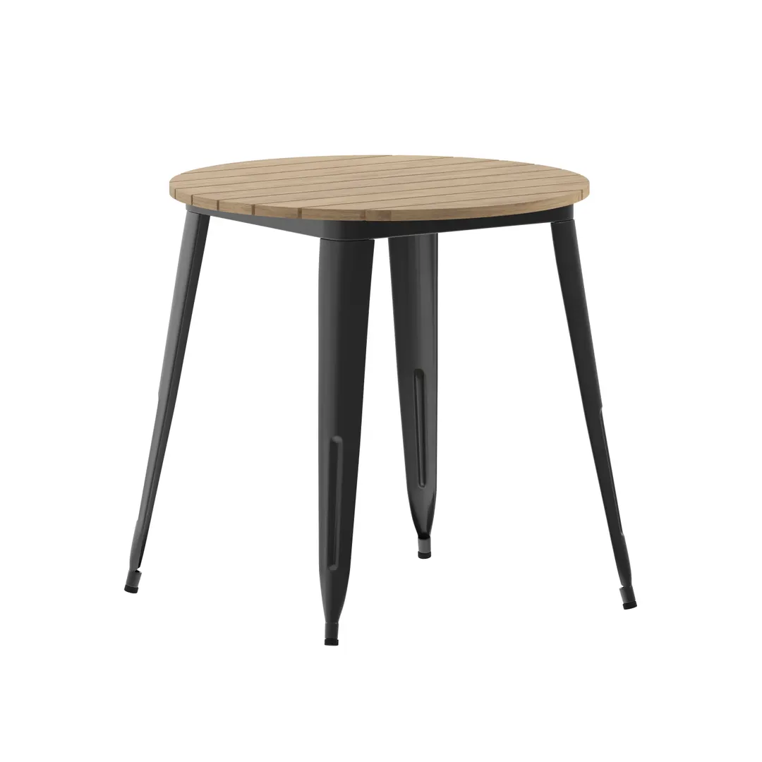 Flash Furniture JJ-T14623-80-BRBK-GG - Declan 30" Dia x 30" H Table, 200 lbs, Poly Resin Top, Frame, Brown/Blk