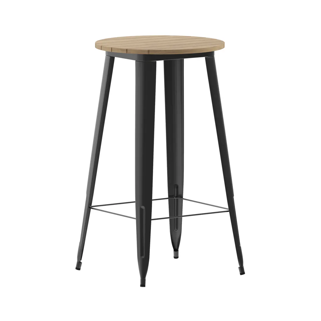 Flash Furniture JJ-T14623H-60-BRBK-GG Round Table, 23-3/4" Dia x 42" H, 200 lbs, Resin Top, Frame,Brown/Black