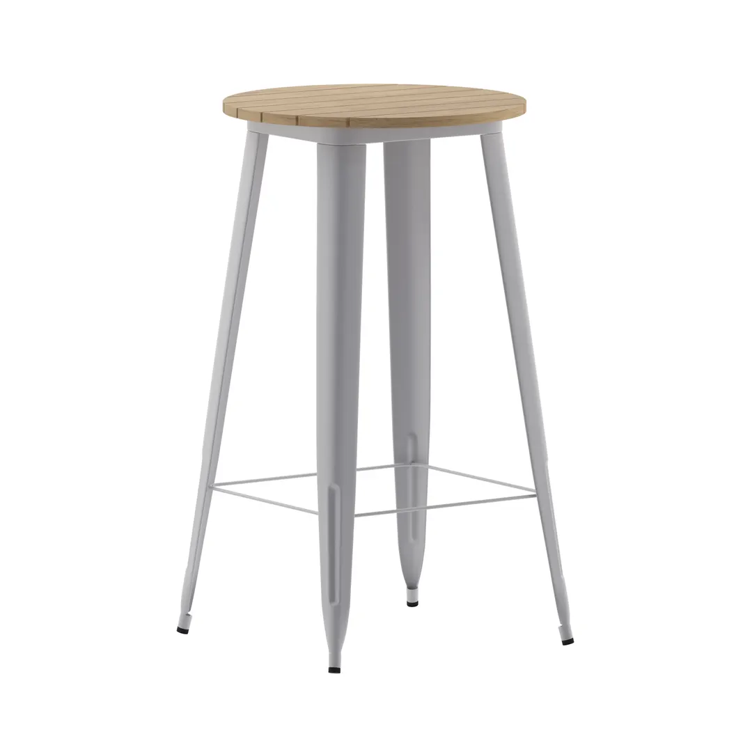 Flash Furniture JJ-T14623H-60-BRSL-GG Table, 23-3/4" Dia. x 42" H, 200 lbs, Brown Silver, Top, Coated Frame