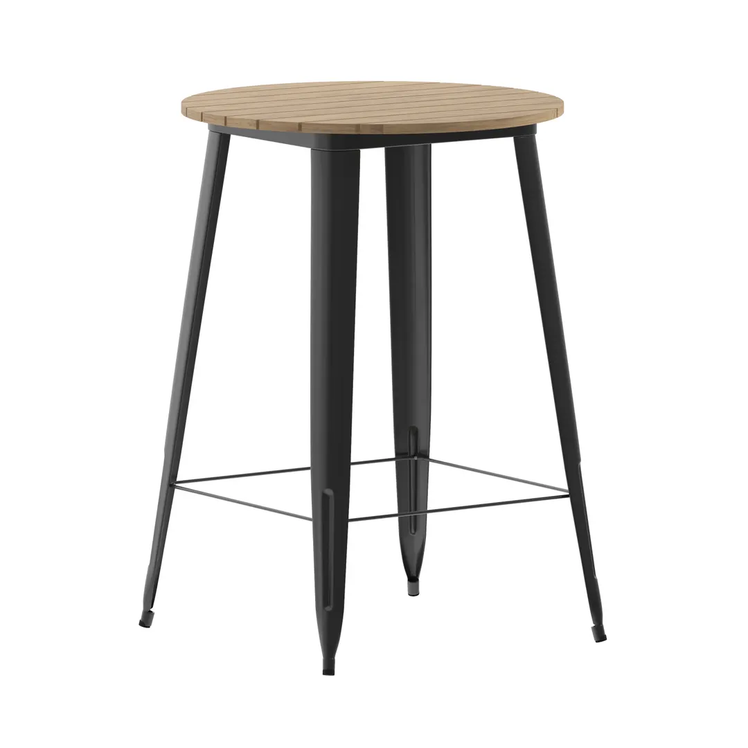 Flash Furniture JJ-T14623H-76-BRBK-GG Declan Table, 30" Dia x 42" H, 200 lbs, Brown/Black Resin Top, Frame