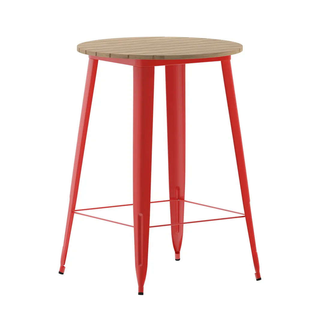 Flash Furniture JJ-T14623H-76-BRRD-GG Declan Height 30" Dia x 42" H Table 200 lbs Brown/Red Resin Frame Glides
