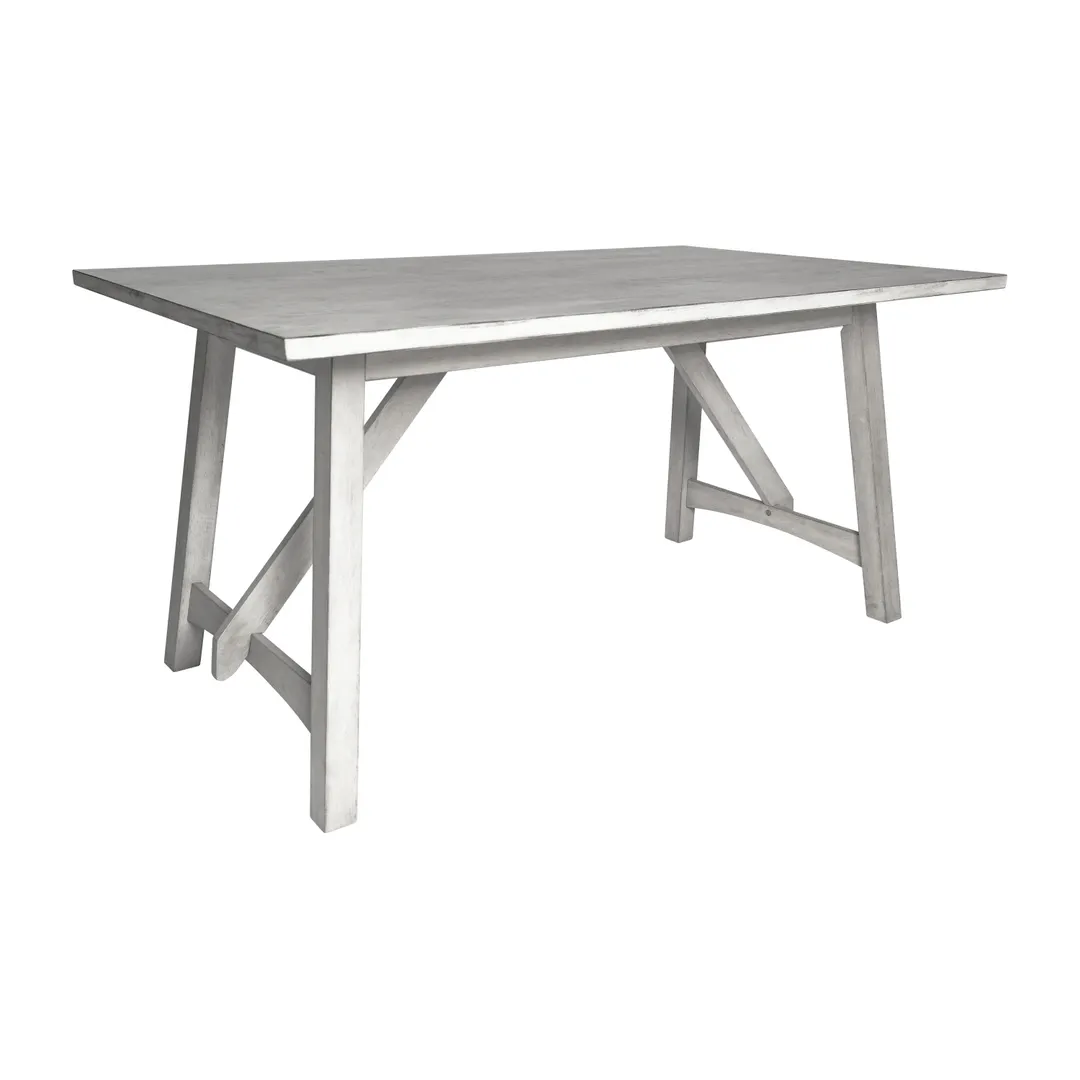 Flash Furniture KER-T-851-WHT-60-GG Everly Dining Table, 60" Seats 6, Wood, Antique White, Bamboo, Steamer