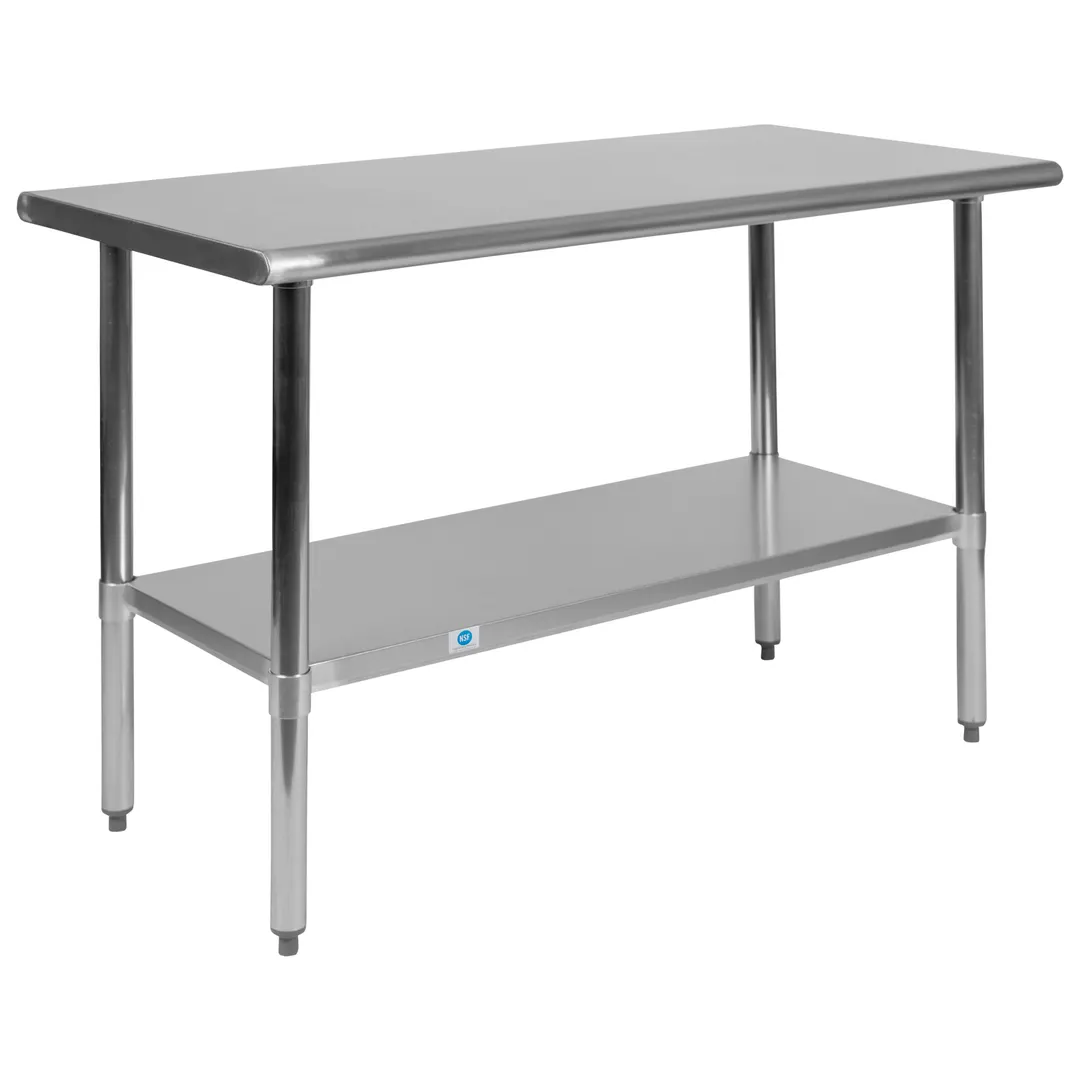 Flash Furniture NH-WT-2448-GG 48" Open Base Work Table with Undershelf, Without Backsplash