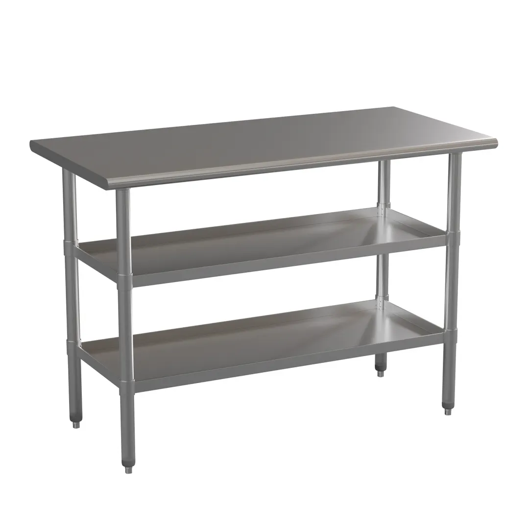 Flash Furniture NH-WT-GU-2448-GG 48" Open Base Work Table with Undershelf, 18 Gauge Flat Top