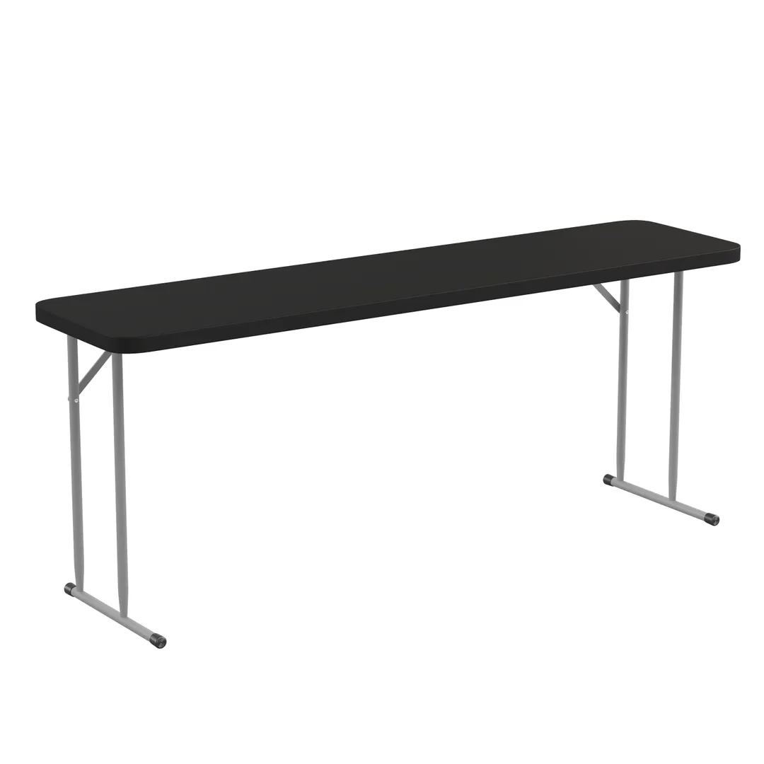 Flash Furniture RB-1872-BK-GG Training Folding Table, 72"W x 18"D x 29"H, Black Plastic Top, Gray Metal Legs, 220 lbs, Rectangular, Indoor/Outdoor