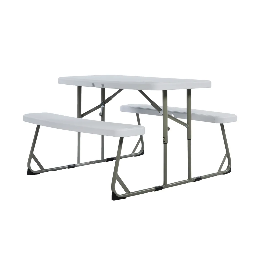 Flash Furniture RB-EBB-2432FD2-WH-GG Picnic Table & Bench, White Plastic, 4‑Kid Seating, Commercial Grade