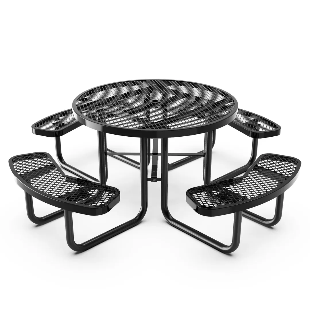 Flash Furniture SLF-EMR-46-BK-GG Creekside Outdoor Picnic Table, 46" Dia., Round, Commercial Heavy Gauge Expanded Metal Mesh