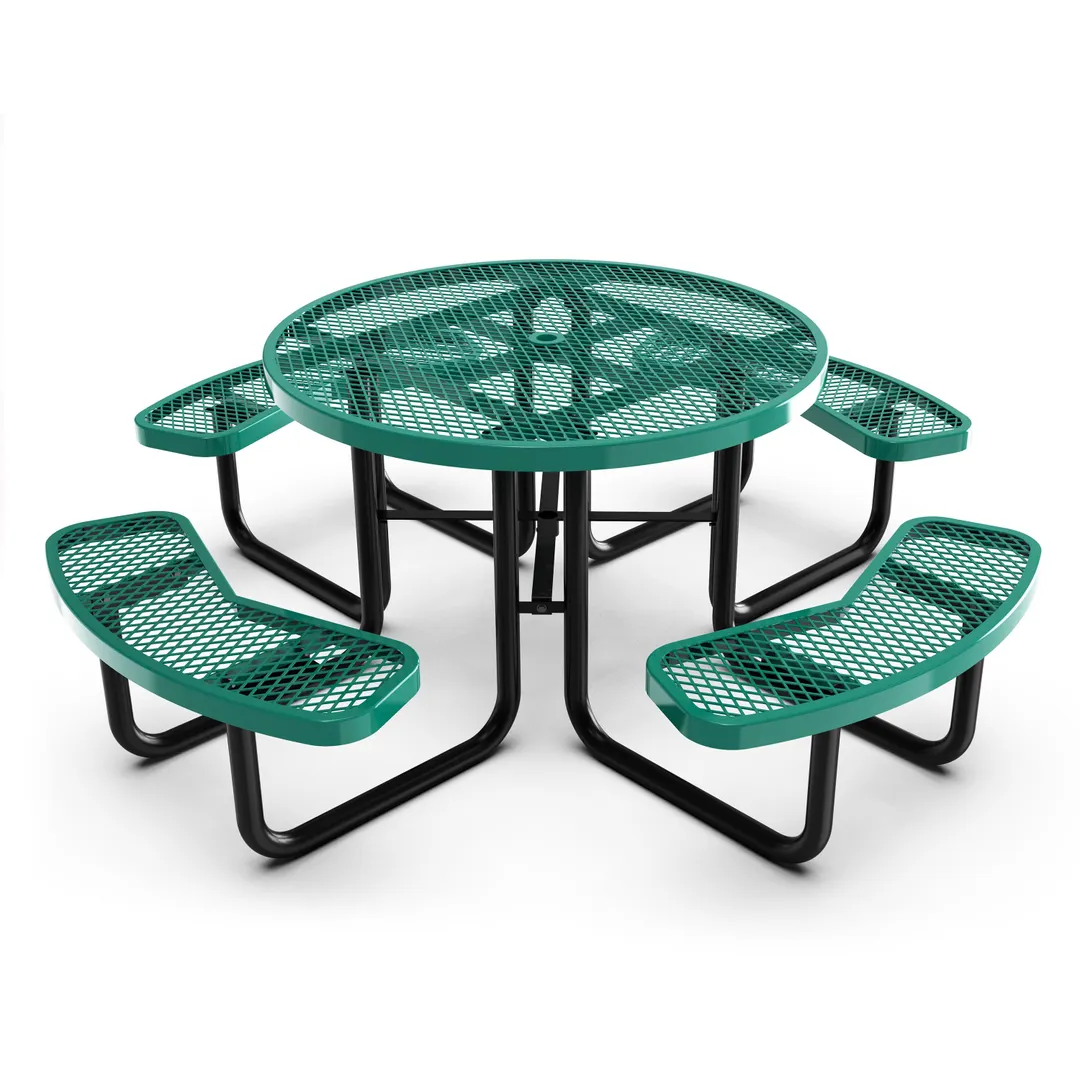 Flash Furniture SLF-EMR-46-GN-GG Creekside Outdoor Round Picnic Table, 46" Dia., Green Metal Mesh, Steel Frame