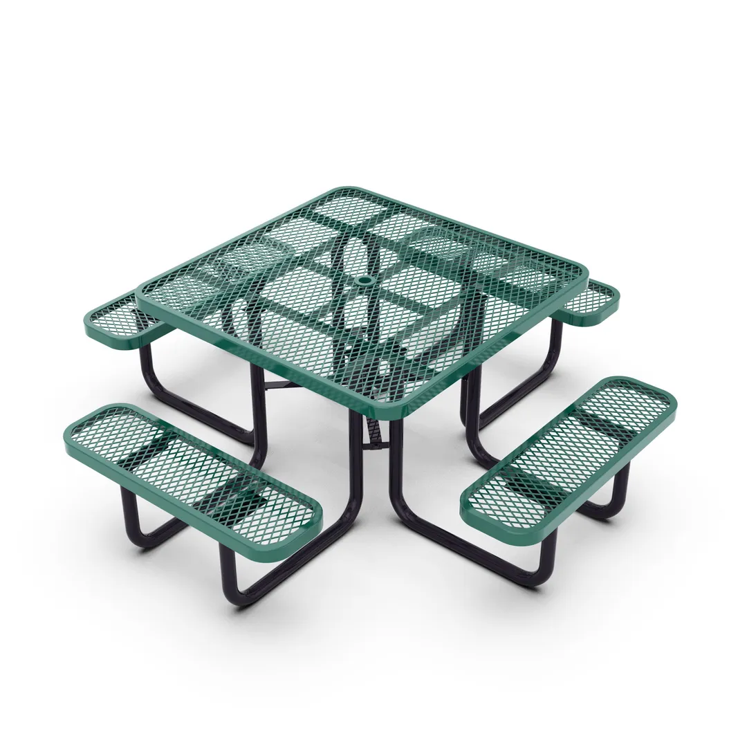 Flash Furniture SLF-EMS-46-GN-GG Creekside Outdoor Picnic Table, 46x46, Green Metal Mesh, Steel Frame