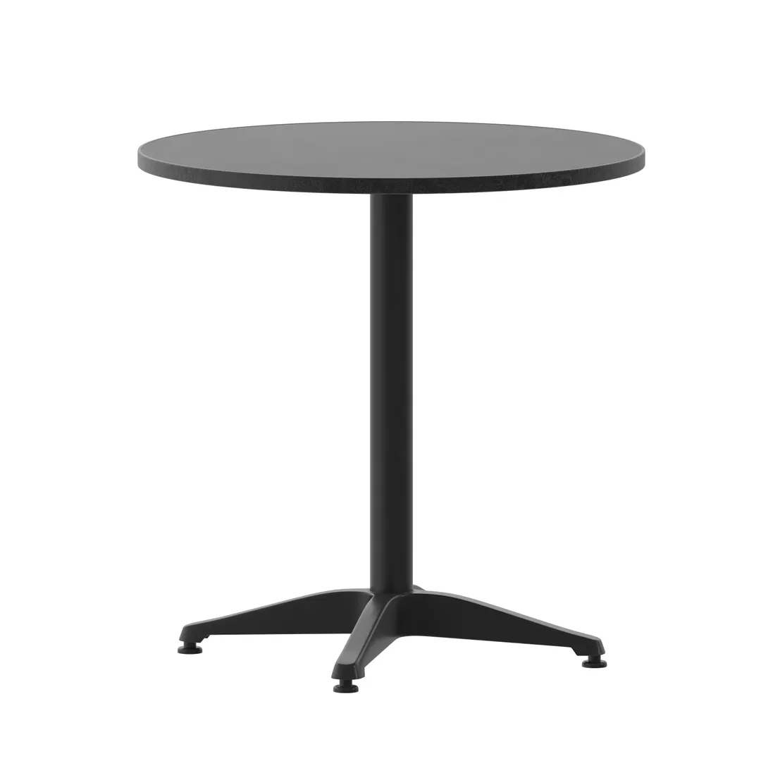 Flash Furniture TLH-052-2-BK-GG Round Table 27-1/2" Dia x 27-1/2" H Stainless Top Aluminum Base Lightweight