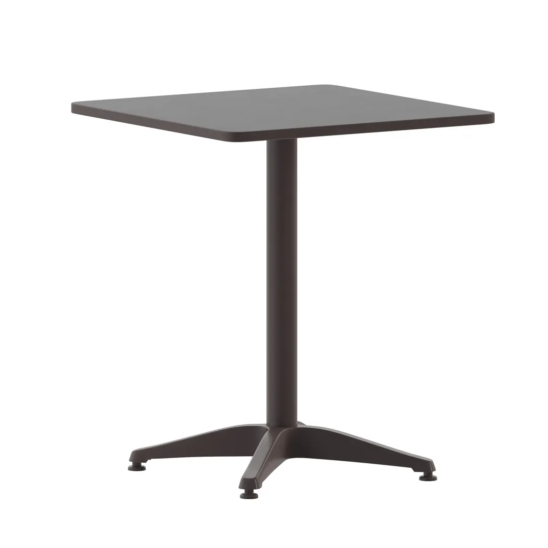 Flash Furniture TLH-053-1-BZ-GG Outdoor Table 23.5" W x 23.5" D x 27.5" H Bronze Steel Top Aluminum Base Glides