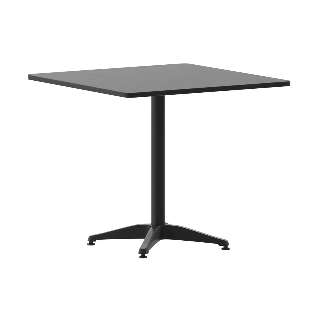 Flash Furniture TLH-053-3-BK-GG Table, 31.5" W x 31.5" D x 27.5" H, Steel Top, Aluminum Base, Black, Glides