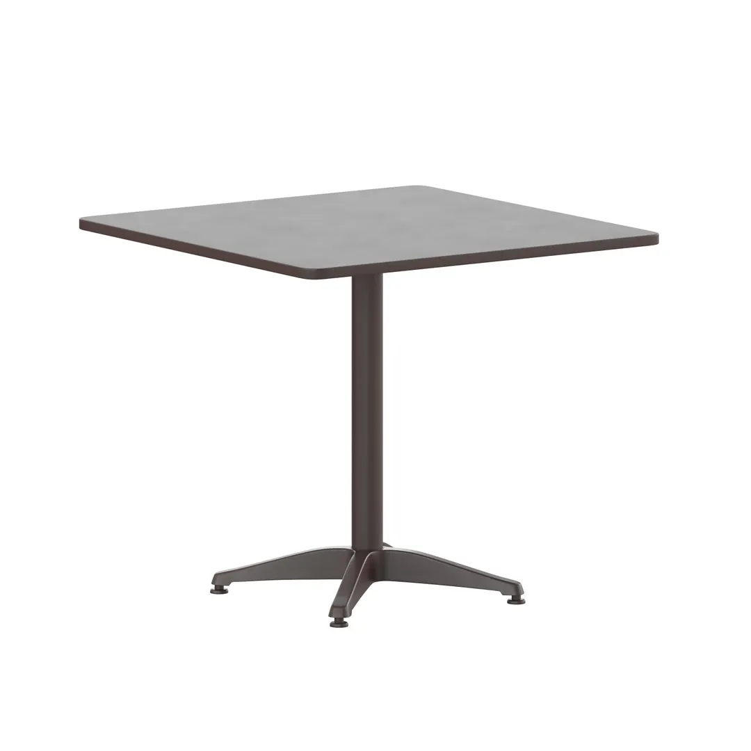 Flash Furniture TLH-053-3-BZ-GG Square Table 31.5" W x 31.5" D x 27.5" H Bronze Steel Top, Alum Base, Glides