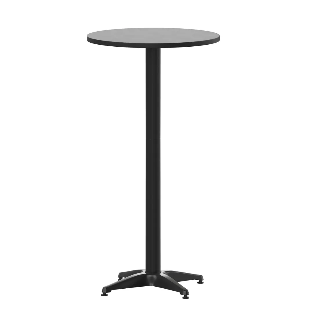 Flash Furniture TLH-059B-BK-GG Bar Height Table, 23.5" Dia x 43.5" H, Black Aluminum Base with Floor Glides