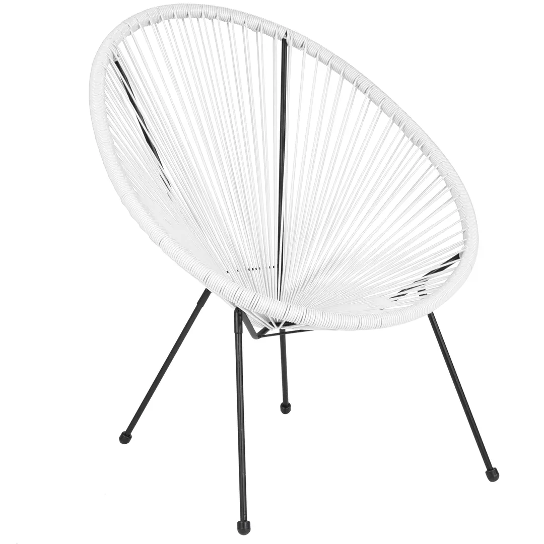 Flash Furniture TLH-094-WHITE-GG - Oval Lounge Chair, Steel Frame, White Finish, Bungee Cord, Floor Glides