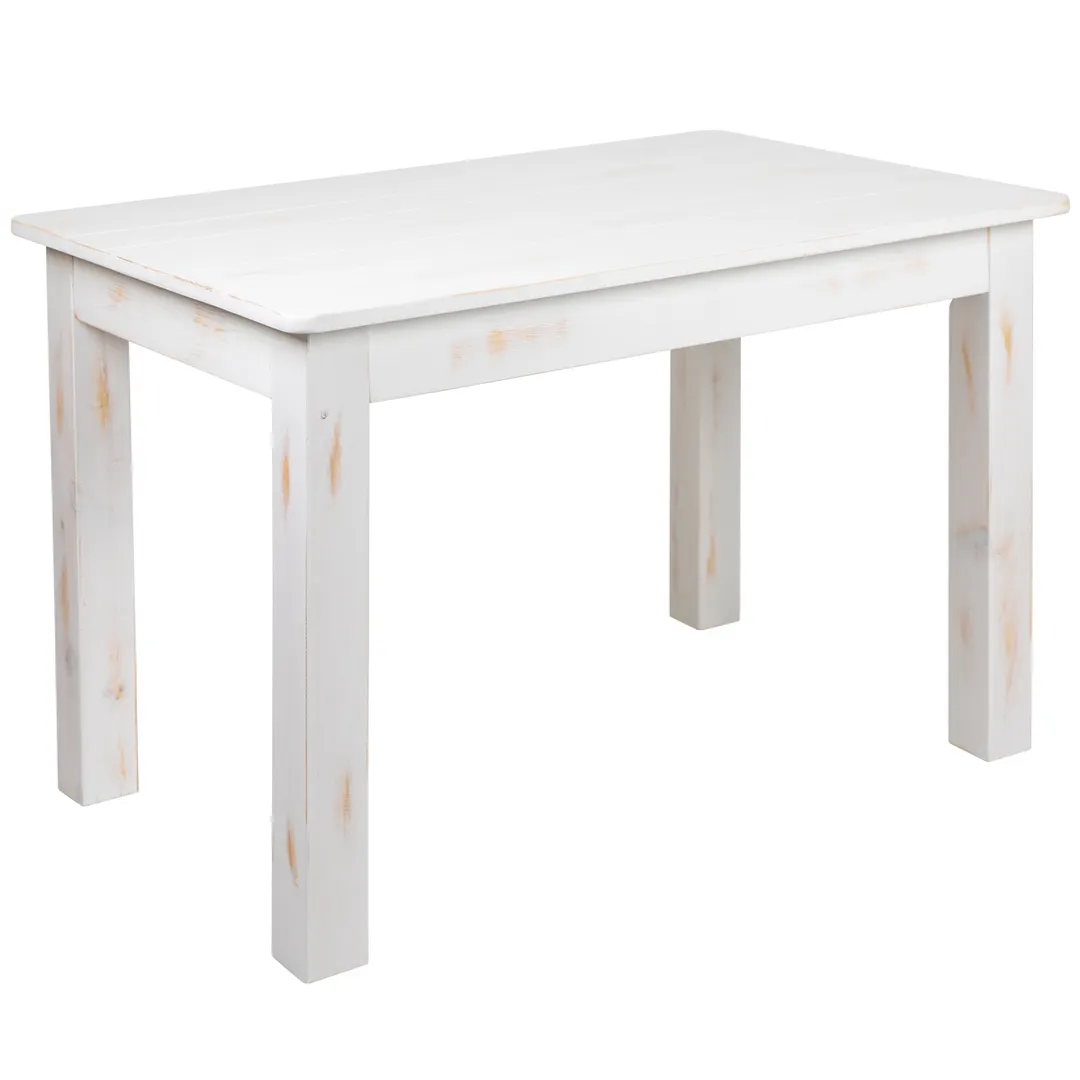 Flash Furniture XA-F-46X30-WH-GG - Dining Table, 46" W x 30" D x 29.5" H, Pine Bamboo Legs, White, Seats 4