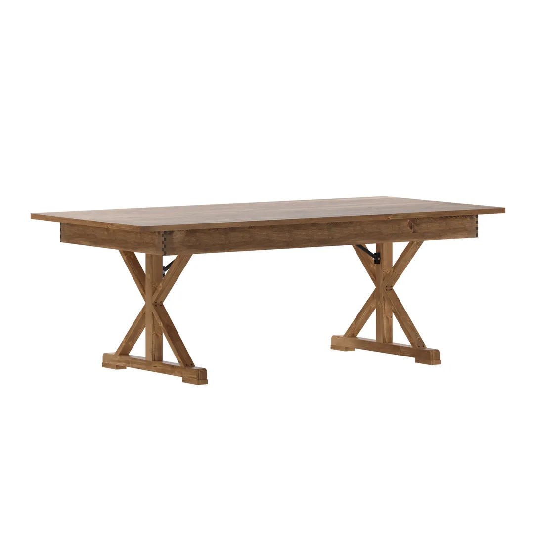 Flash Furniture XA-F-84X40-XLEGS-GG Folding Farm Table, 7' x 40" X-Legs, Rustic Pine, Bamboo Steamer Build