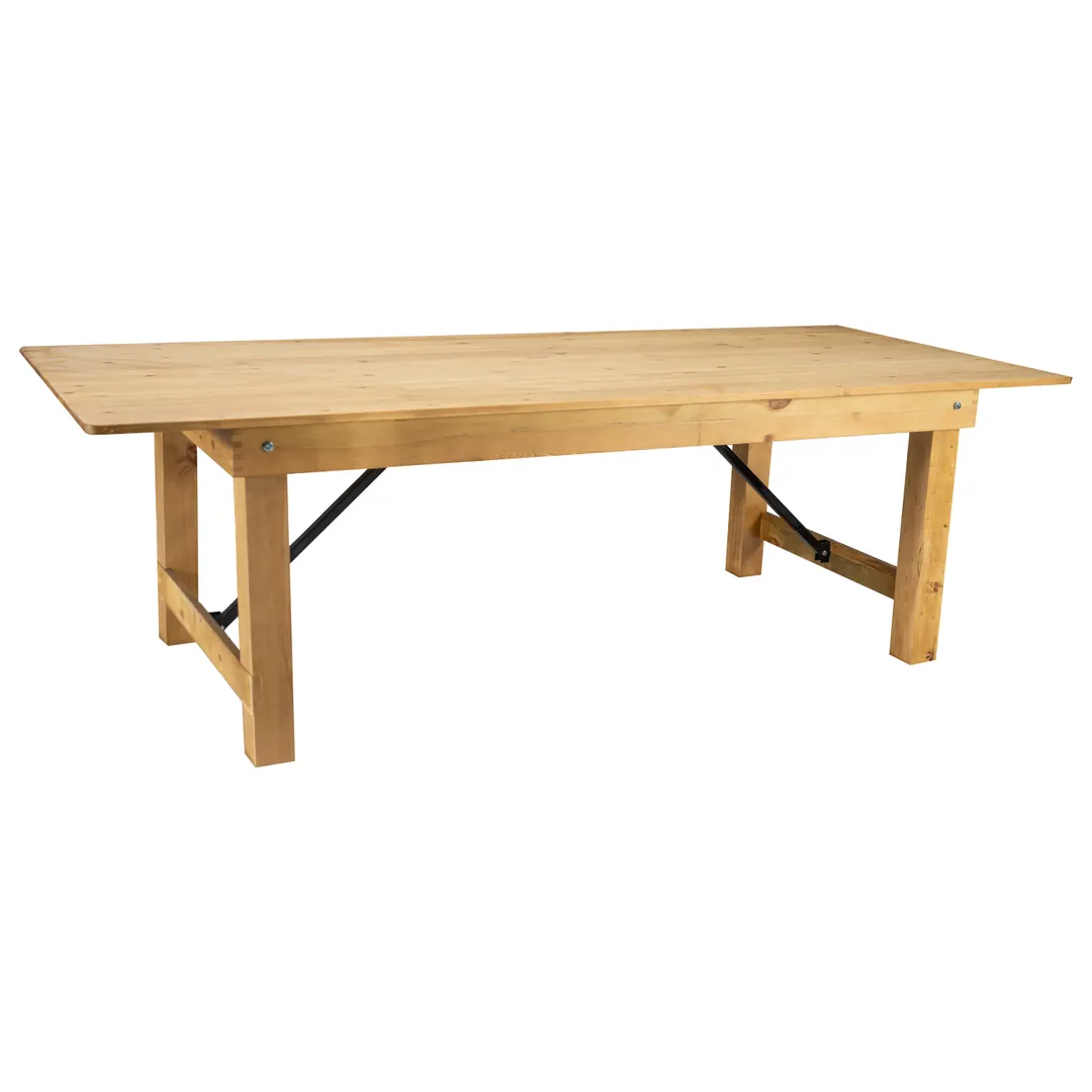 Flash Furniture XA-F-96X40-LN-GG Hercules Series Folding Rustic Farm Table, 96"W x 40"D x 29-1/2"H, 7/8" Thick Light Natural Solid Pine Plank Top, 3-1/2" Thick Legs