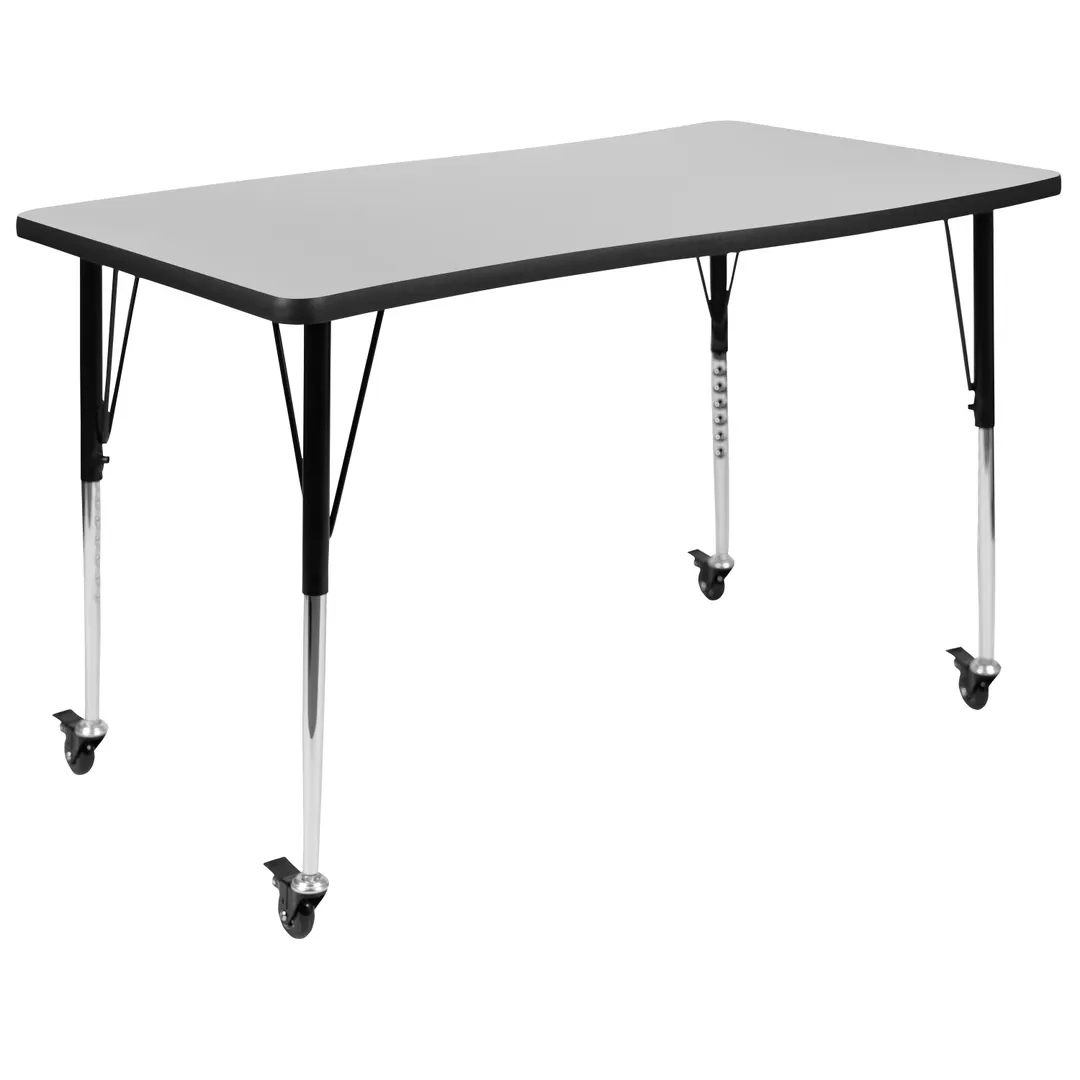 Flash Furniture XU-A3048-CON-GY-T-A-CAS-GG Wren Activity Table, 47.5" W x 28" D x 20-30" H, Gray Top, Casters