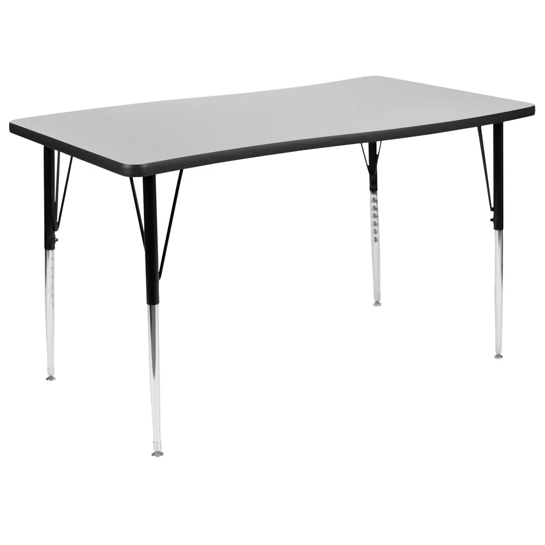 Flash Furniture XU-A3048-CON-GY-T-A-GG Activity Table, 47.5" x 28" x 21-30" H, Gray, 16G Legs, Nylon Glides