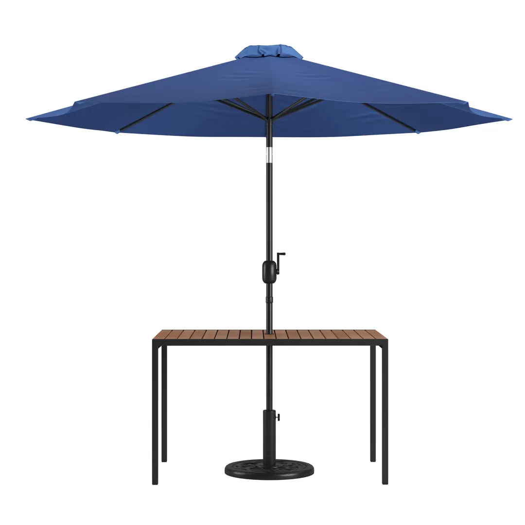 Flash Furniture XU-DG-UH3048-UB19BNV-GG Table Set, 48" W x 30" D, Steel Frame, Navy Umbrella & Base, 30" H