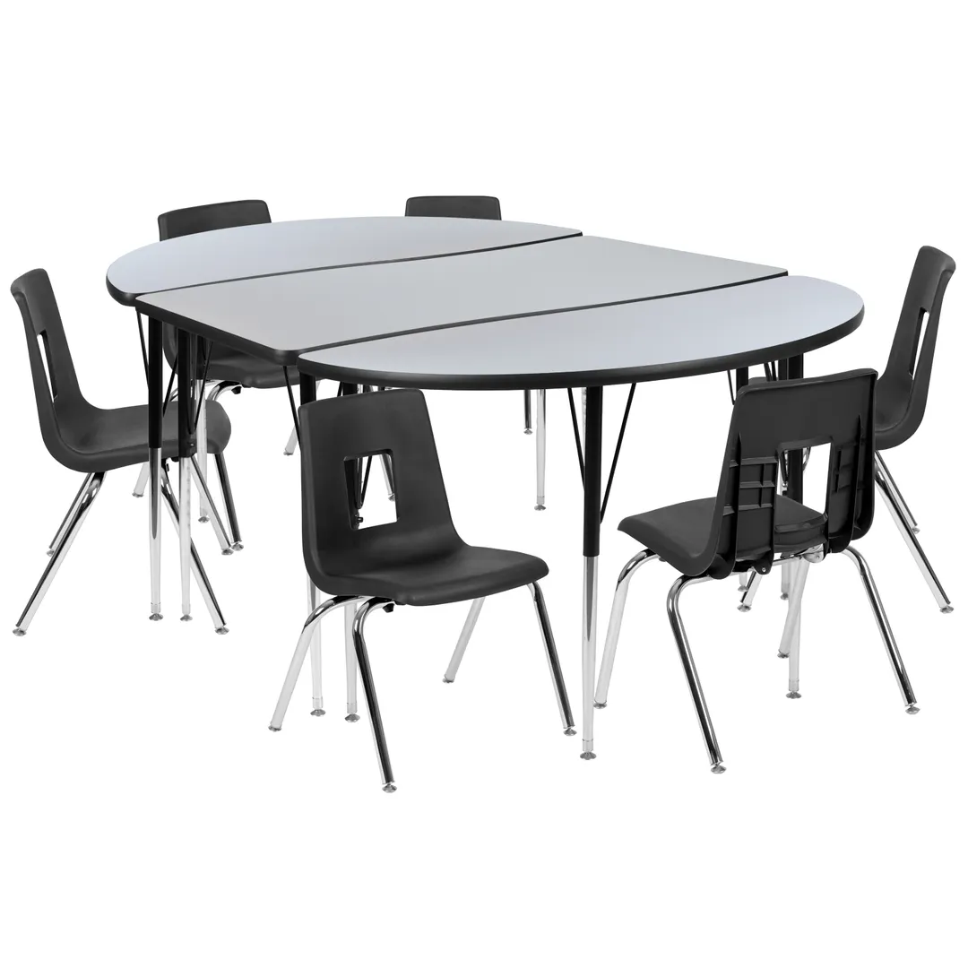 Flash Furniture XU-GRP-16CH-A3048CON-48-GY-T-A-GG Set, 76"W x 47"D x 16"H, Ni, Gray/Blk, 6pcs 16" seats – Set