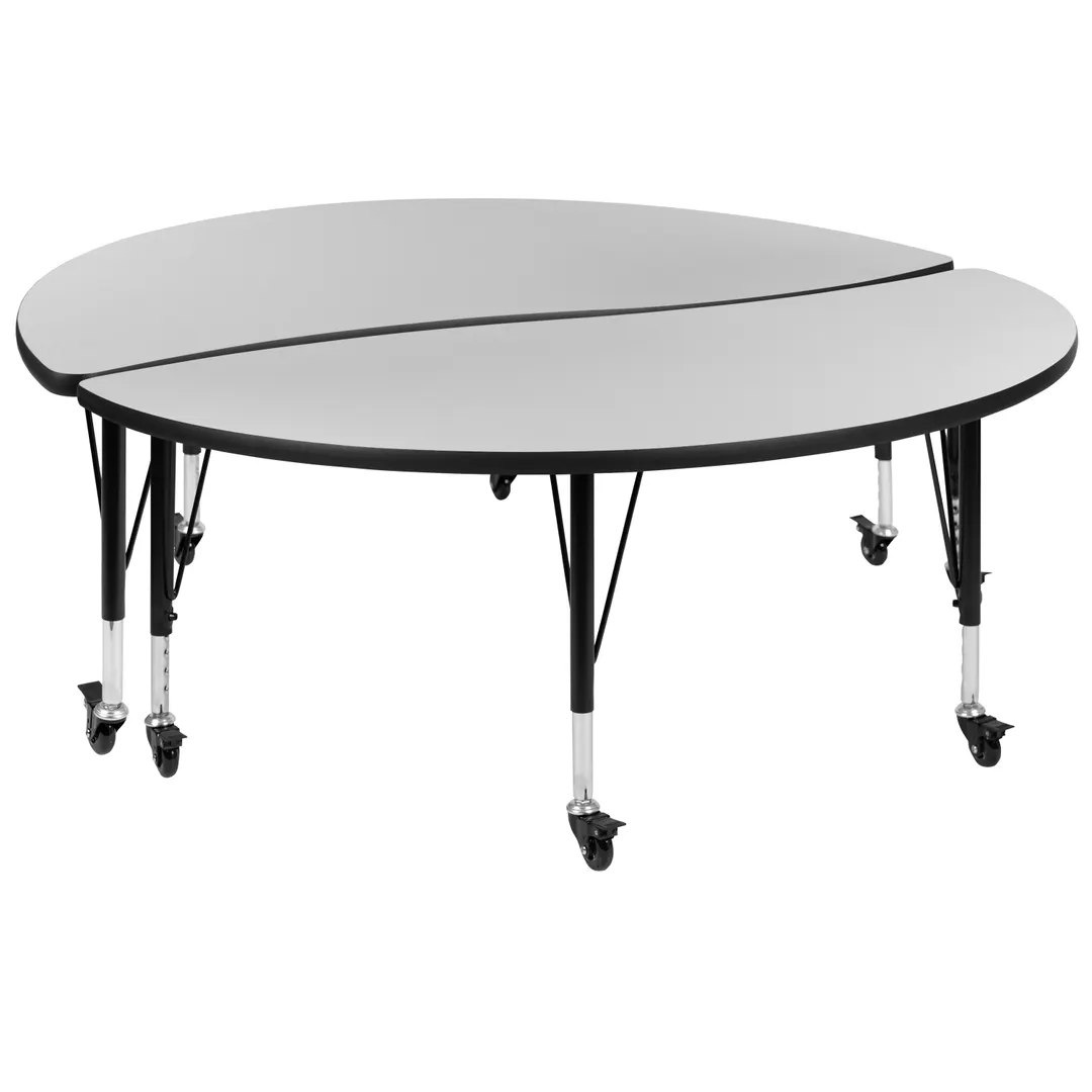 Flash Furniture XU-GRP-A60-HCIRC-GY-T-P-CAS-GG - Activity Table Set, 60" Top, 17-25" Adj, Locking Casters