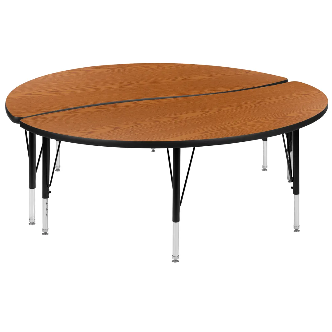 Flash Furniture XU-GRP-A60-HCIRC-OAK-T-P-GG Table Set, 60″ Laminate Top, 16¼″‑25¼″, Black & Chrome Legs