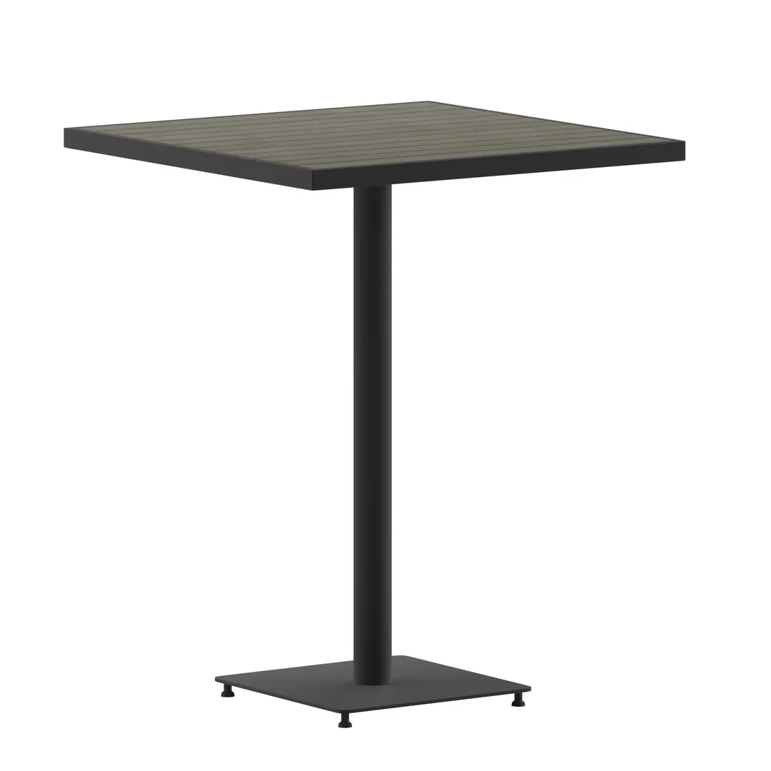 Flash Furniture XU-HW1045-3232-GY-GG 32" Bar Height Table, Square Gray Poly Resin Top, Metal Frame, 40" H