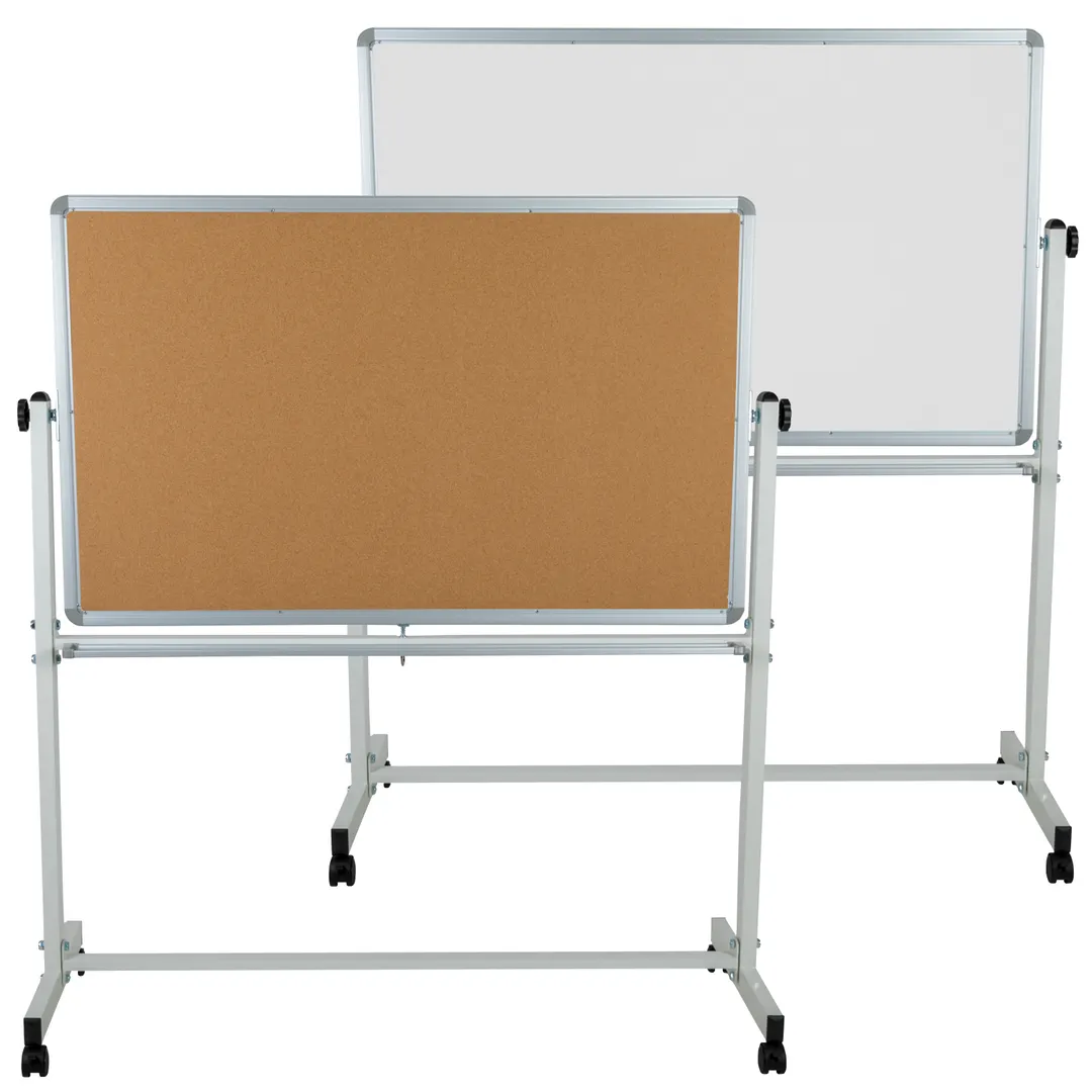 Flash Furniture YU-YCI-002-CK-GG Magnetic Marker Board & Cork, 53" X 59" Frame, Magnets, Casters