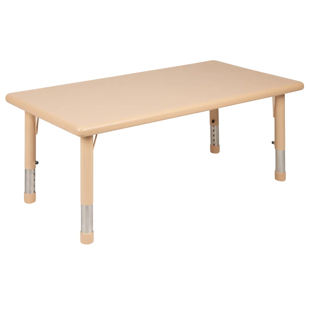 Flash Furniture YU-YCX-001-2-RECT-TBL-NAT-GG Table, 48" W x 24" D, 14-1/2"-23-3/4" Height, Plastic, 220 lb