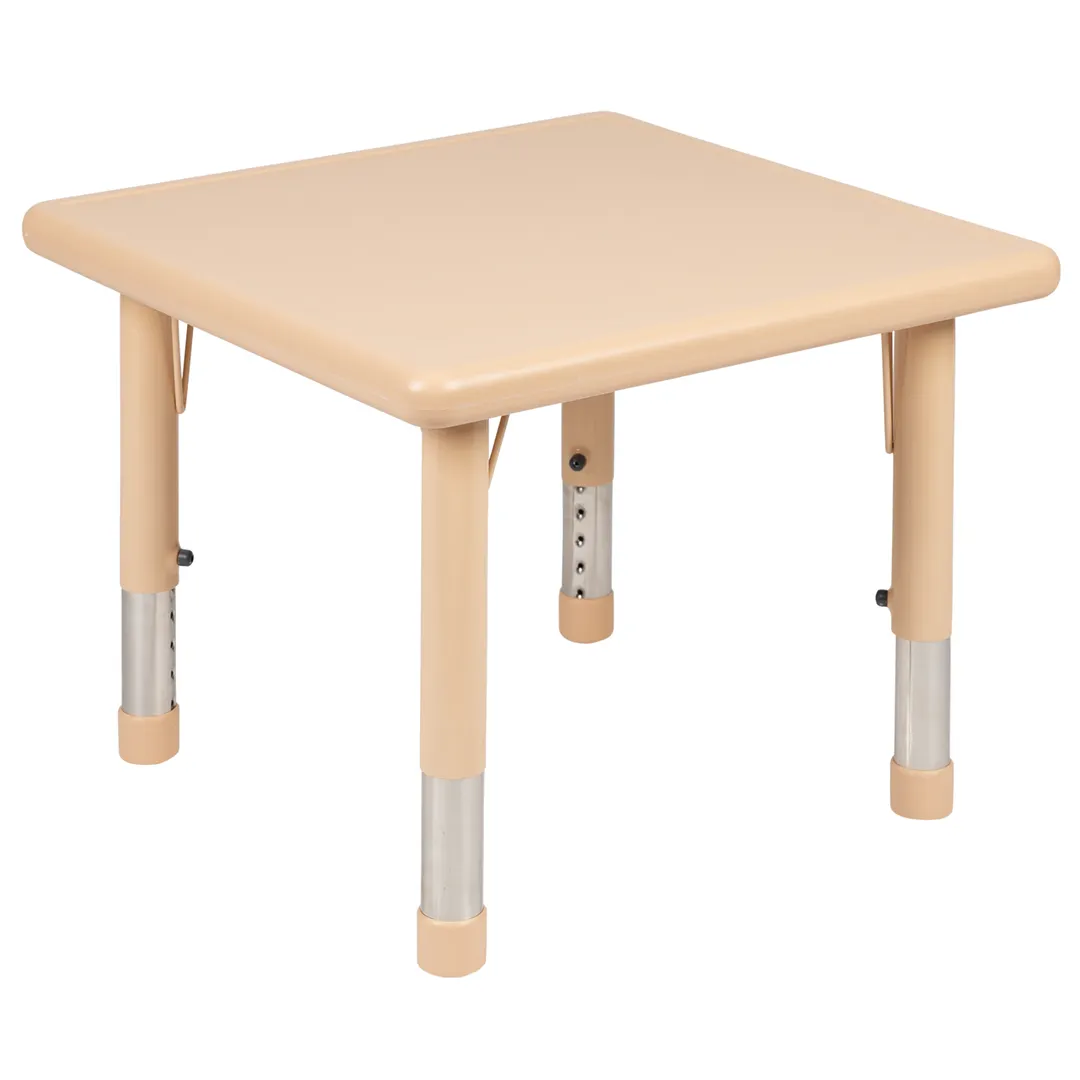 Flash Furniture YU-YCX-002-2-SQR-TBL-NAT-GG Table, 24" x 24", 14-1/2"-23-3/4", Plastic Top, Legs, 220lb, Seats 4