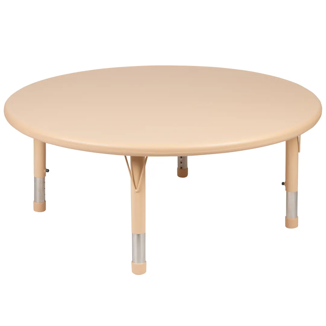 Flash Furniture YU-YCX-005-2-ROUND-TBL-NAT-GG Table 45" Round Plastic Top, Height 14.5"-23.75" 220 lbs Seats 8