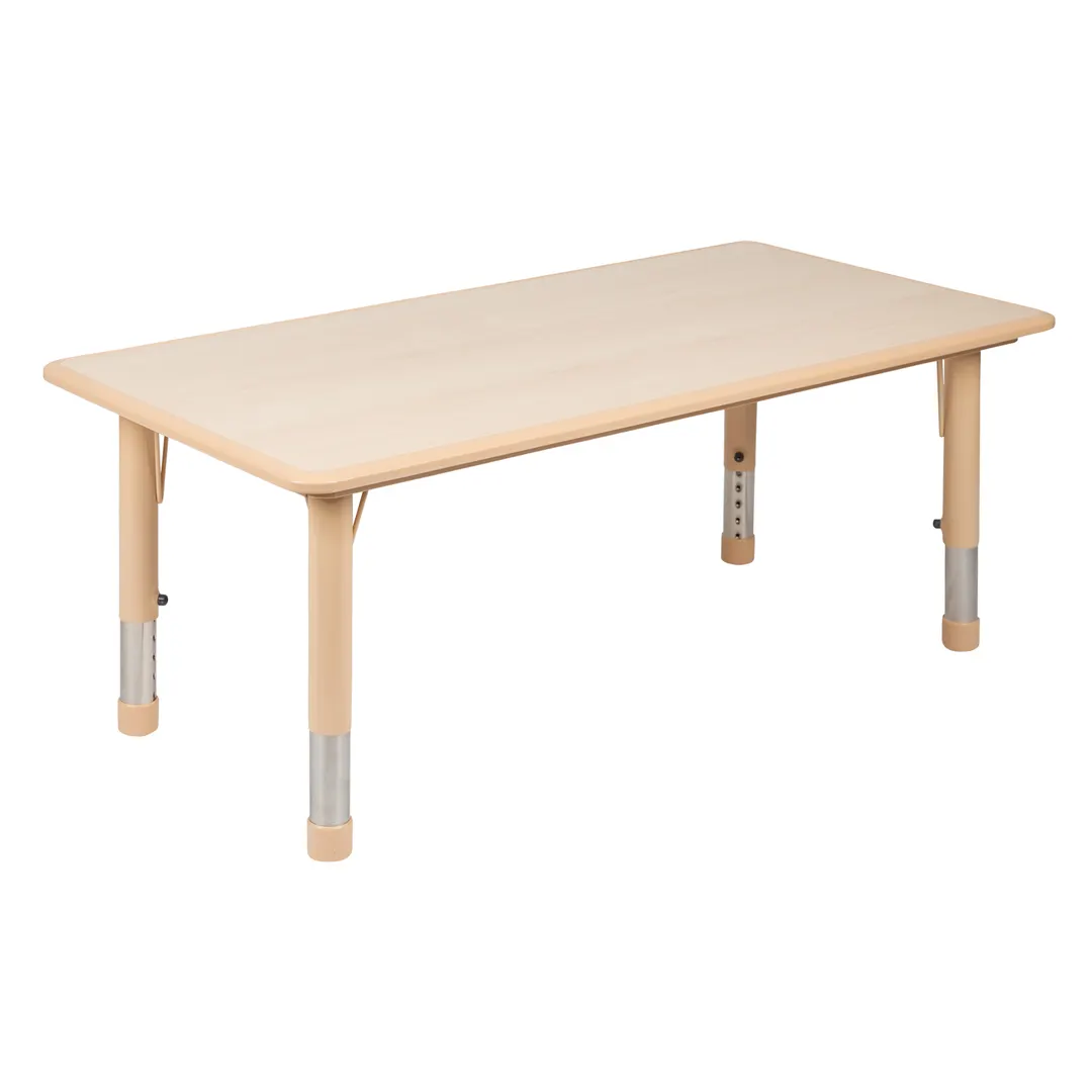 Flash Furniture YU-YCY-060-RECT-TBL-NAT-GG Activity Table, 47" x 23", Laminate, 14-1/2"-23-1/2" Adj, 220 lb